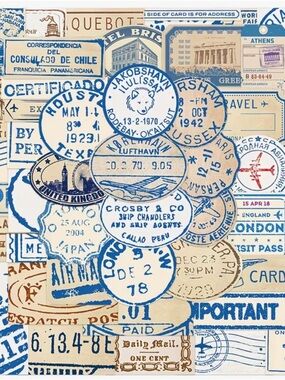 Vintage Travel Stamps Stickers International Postmark Air Mail Airplane
